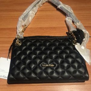 Calvin Klein Black Leather Quilted Cross Body Bag